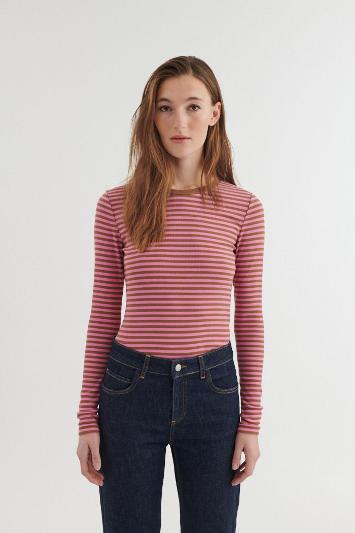 Basic Apparel Ludmilla LS Tee T-shirts 900 Cashmere rose / nuthatch